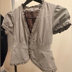 Apt. 9 Brown Ruffled Blouse